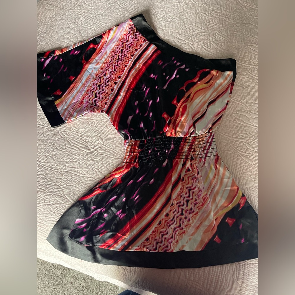 grass collection Multicolor Wave Print One-Shoulder Top
